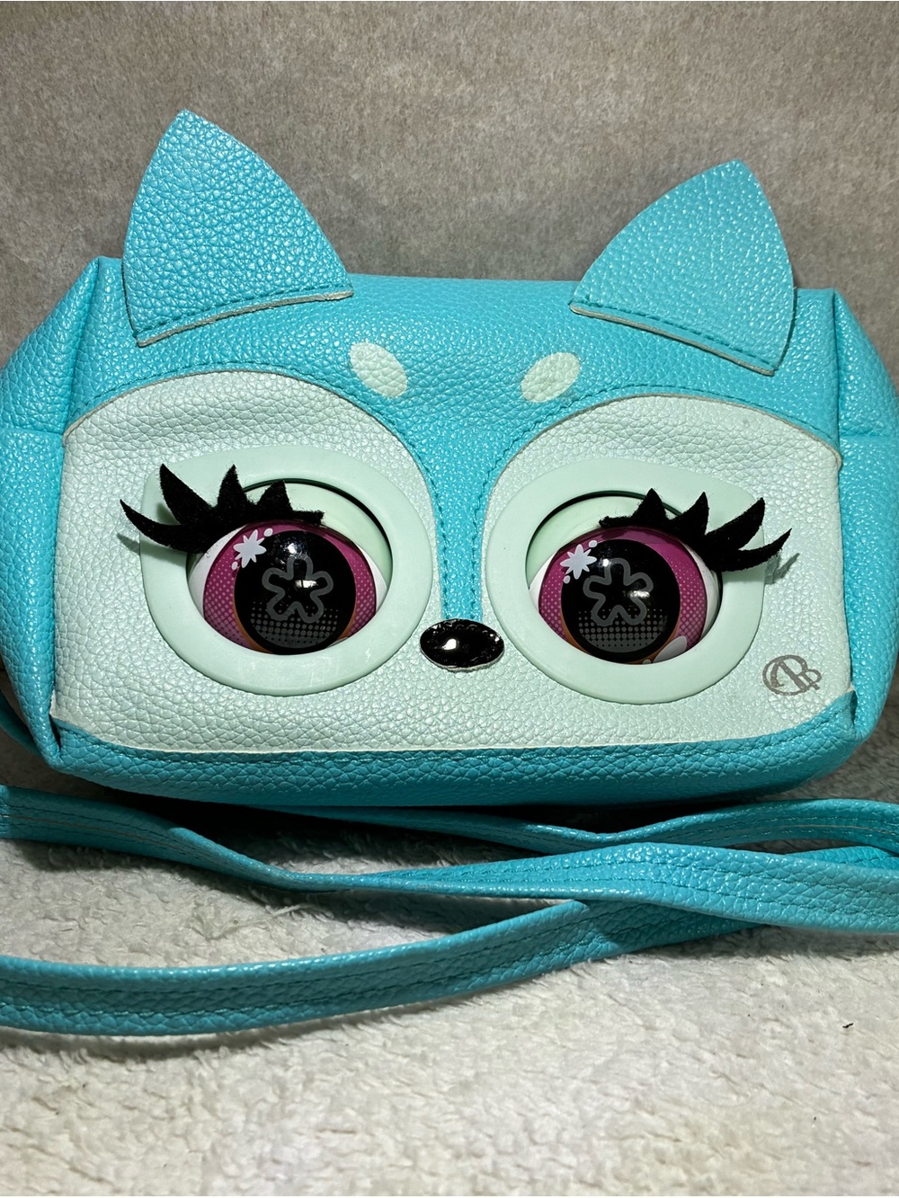 Kids Aqua Owl Crossbody Bag with Whimsical Eye Detail